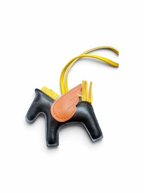 Fashion Bag Charm  Black Pony with Orange Wing and Yellow Strap